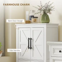 HOMCOM Bathroom Floor Storage Cabinet, Farmhouse Bathroom Cabinet with 4 Doors and Adjustable Shelf, White(m-5)