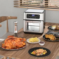 HOMCOM 10.5 Quart Air Fryer Oven with 8 Preset Cooking Menus, 1500W Air Fryer Toaster Oven, Countertop Convection Oven with 9 Accessories, Non-Stick Coating, Digital LED Screen(m-21)