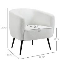 HOMCOM Accent Chair Modern Barrel Armchair with Metal Legs, Cream(m-3)