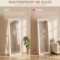 HOMCOM 15" x 62" Full Length Mirror for Bedroom, Free Standing Dressing Mirror, Wall Mirror for Living Room, White(m-5)