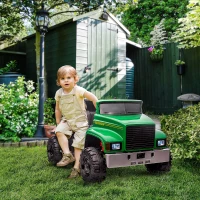 Aosom Ride-on Tractor 2-Seater Battery-Powered Car for Kids with Large High-Traction Wheels, 12V Truck Ride-on Toy with Rear Storage, Outdoor Toy, Green(m-10)