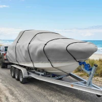 Outsunny 19-20 Ft Trailer Boat Cover, 3000mm Waterproof Universal Boat Cover with Quick-Fasten Buckles, Light Grey(m-1)