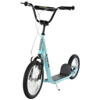 Aosom Youth Kick Scooter with Adjustable Handlebar and 16'' Inflatable Rubber Wheel for Kids and Teens 5+ Year Old, Blue(m-7)