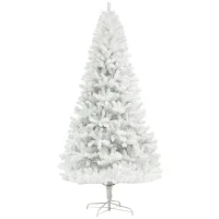 HOMCOM 6ft Unlit Artificial White Christmas Tree, Holiday Decor with 1000 Branch Tips, Auto Open and Steel Base(m-11)