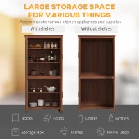 HOMCOM 64" 4-Door Kitchen Pantry, Freestanding Storage Cabinet with 3 Adjustable Shelves for Kitchen, Brown(m-4)