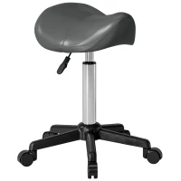 HOMCOM Saddle Stool, Adjustable Rolling Stool, Grey(m-9)