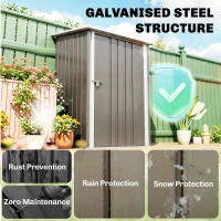Outsunny 3.3' x 3.4' Lean-to Outdoor Garden Storage Shed, Galvanized Steel with Lockable Door for Patio Brown and White(m-4)