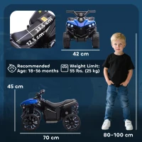 Qaba 6V Kids ATV, 4 Wheeler Electric Ride on Car with Music and LED Headlights, for Ages 18-56 Months Boys and Girls, Blue(m-3)