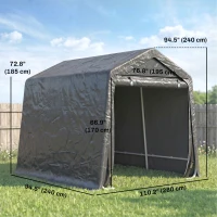 Outsunny 9.2' x 7.9' Garden Storage Tent, Patio Storage Shelter w/ Metal Frame and Double Zipper Doors, Dark Grey(m-3)