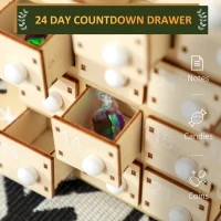 HOMCOM Wooden Christmas Advent Calendar with 24 Countdown Drawers, Reusable Holiday Decor Xmas Gift for Kids Adults, Natural(m-4)