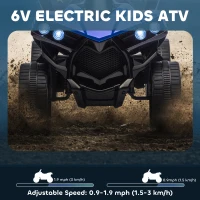 Qaba 6V Kids ATV, 4 Wheeler Electric Ride on Car with Music and LED Headlights, for Ages 18-56 Months Boys and Girls, Blue(m-4)