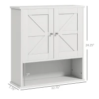 kleankin Farmhouse Bathroom Medicine Cabinet, Wall Cabinet with Barn Doors and Adjustable Shelf for Laundry Room, White(m-3)