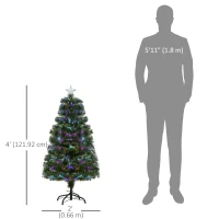 HOMCOM 4ft Pre-Lit Optic Fiber Xmas Tree Artificial Spruce Tree Top Star(m-3)