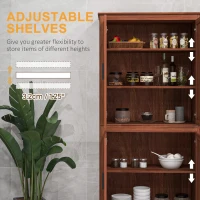 HOMCOM 64" 4-Door Kitchen Pantry, Freestanding Storage Cabinet with 3 Adjustable Shelves for Kitchen, Brown(m-5)