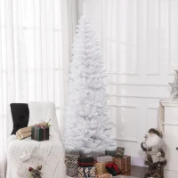 HOMCOM 7ft Tall Pencil Artificial Christmas Tree with 687 Branch Tips with Steel Base, White(m-1)