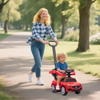 Qaba Mercedes-Benz C-Class Licensed Ride-On Push Car, Baby Stroller Walking Car with Parent Control Handle, Horn, Red(m-10)