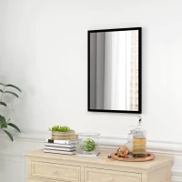 HOMCOM 22" x 30" Bathroom Mirror for Wall, Rectangular Mirror for Living Room, Bedroom, Entryway, Black(m-8)
