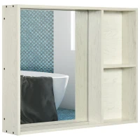 kleankin 31.5" x 25.5" Bathroom Medicine Cabinet with Mirror, Storage Shelf, Over Toilet Bathroom Cabinet Wall Mounted for Living Room and Laundry Room, White(m-1)