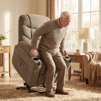 HOMCOM Power Recliner Chair with Massage, Electric Lift Chair for Elderly with Side Pockets, Cup Holders, Remote, Brown(m-1)