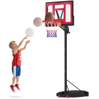 Qaba Kids Basketball Hoop, 6.6-8.5ft Adjustable Height Basketball Net with Weight Bag, for Indoor Outdoor, for 6+ Years(m-9)