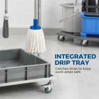 HOMCOM Cleaning Rolling Janitor Cart with Locking Wheels Cleaning Cart with Integrated Drip Tray 4 Casters(m-5)