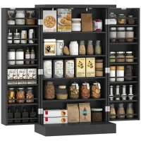 HOMCOM Freestanding Kitchen Pantry Storage Cabinet Kitchen Cabinet with 5-Tier Shelf 12 Spice Racks Adjustable Shelves Black(m-9)