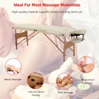 HOMCOM Height Adjustable Professional Salon Spa Facial Couch Bed, Portable Folding Massage Table, Beige(m-5)