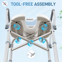HOMCOM Bath Seat with Adjustable Height, Anti-slip, HDPE Padded Shower Chair with Arms and Back, Light Blue(m-9)