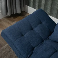 HOMCOM Single Person 3 Position Convertible Chaise Lounger Sofa Bed with 2 Large Pillows and Oak Frame, Dark Blue(m-11)