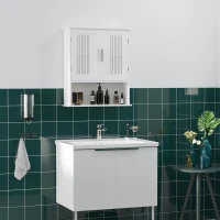 kleankin Modern Wall Mount Bathroom Cabinet, Storage Organizer with 2 Door Cabinet and Shelf, White(m-8)