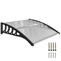 Outsunny Awning Door Canopy, 40.6" x 38" Polycarbonate Front Door Outdoor Patio Cover with Hollow Sheet for UV Protection, Clear(m-2)
