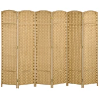 HOMCOM Folding Room Divider Screen 6 Panel 5.6 ' Tall Privacy Screen Freestanding Room Partition for Home Office, Nature Wood(m-1)