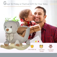 Qaba Bear-Shaped Kids Rocking Horse with Sound for 18-36 Months, Gray(m-4)