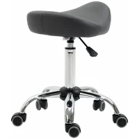 HOMCOM Ergonomic Saddle Stool with Wheels, Adjustable PU Leather Saddle Chair, 360° Swivel, NO Back Pain, Healthy Posture, Salon Chair for Massage Medical Home, Grey(m-2)