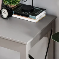 HOMCOM Home Office Writing Desk with Lower Storage Cabinet and X Bar Metal Frame, Grey(m-9)