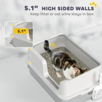 PawHut Stainless Steel Cat Litter Box with Lid with Scoop, High Sided, Non-Stick, & Anti-Urine Leakage, Easy Cleaning(m-4)