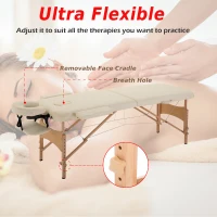 HOMCOM Height Adjustable Professional Salon Spa Facial Couch Bed, Portable Folding Massage Table, Beige(m-6)