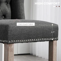 HOMCOM Counter Height Bar Stools Set of 2, Upholstered 26.75" Seat Height Barstools, Dark Gray(m-6)