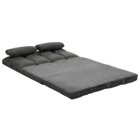 HOMCOM Convertible Recliner Sofa, Folding Floor Sofa Chair with Adjustable Backrest and Headrest, Dark Gray(m-1)