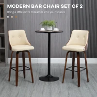 HOMCOM Bar Height Bar Stools, PU Leather Swivel Barstools with Footrest and Tufted Back, Set of 4, Beige(m-6)