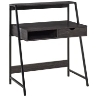 HOMCOM Home Office desk, Computer Desk for Small Spaces, Study Table with Drawer and Storage Shelves, Charcoal Gray(m-1)