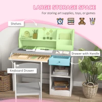 Qaba Kids Desk and Chair Set for 5-8 Year Old with Storage, Study Table and Chair for Children, Grey(m-4)