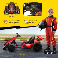 Aosom 24V 7.5 MPH Electric Go Kart with Adjustable Seat, Slow Start, Red(m-3)