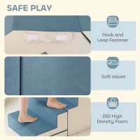 Qaba 2-Piece Climbing Foam Blocks for Toddlers with Detachable Cover, Indoor Climb and Crawl Activity PlaySet, Blue(m-5)