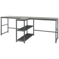 HOMCOM 83" Two Person Computer Desk with 2 Storage Shelves, Double Desk Workstation with Book Shelf, Long Desk Table, Black(m-11)