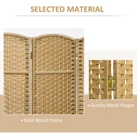 HOMCOM Folding Room Divider Screen 8 Panel 5.6 ' Tall Privacy Screen Freestanding Room Partition for Home Office, Nature Wood(m-6)