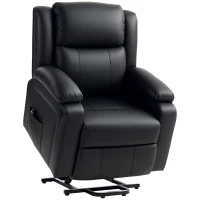 HOMCOM Lift Chair for Seniors, PU Leather Upholstered Electric Recliner Chair with Remote, Side Pockets, Quick Assembly, Black(m-9)