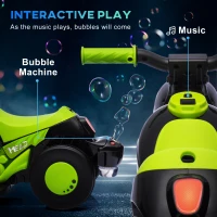 Qaba Electric Motorcycle for Kids, 6V Ride on Bubble Car with LED Headlight, Music, Pedal, for 2-5 Years Green(m-4)