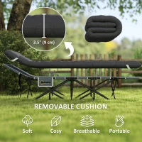 Outsunny 26.8" Wide Folding Bed, Camping Cot for Adults with Cushion, Carry Bag, Max Load 330 LBS, Black(m-4)