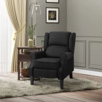 HOMCOM Vibration Massage Recliner Chair for Living Room with Heat,  Wingback Single Sofa, Modern Suede Fabric Push Back Reclining Chair with Footrest, Side Pocket, Black(m-2)